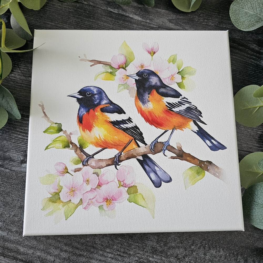 Vibrant Oriole Bird Art Print on Canvas